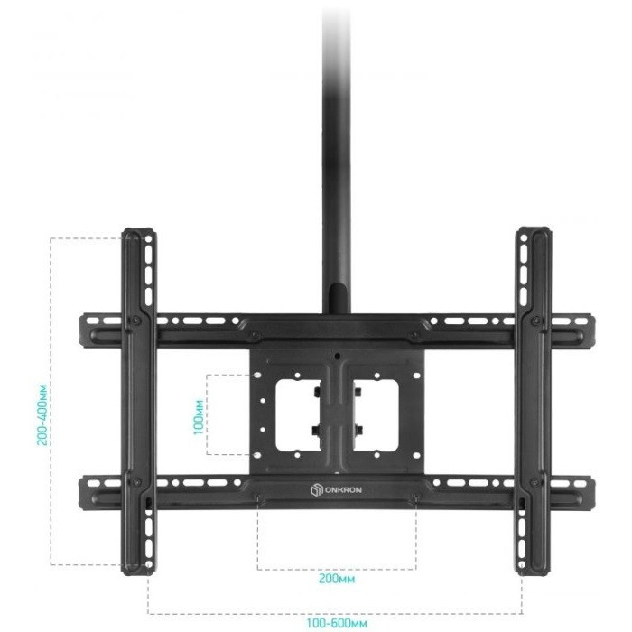 Потолочный кронштейн для ТВ ONKRON N2L чёрный, для 32"-80", наклон 15°, поворот 60°, нагрузка до 68, 2 кг, расстояние до потолка 717-3104 мм