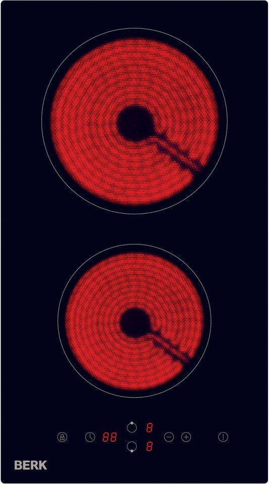 Поверхность электрическая Berk BHV 3002 T/YK (Черная / стеклокерамика / 2 конфорки / 3, 0 кВт)