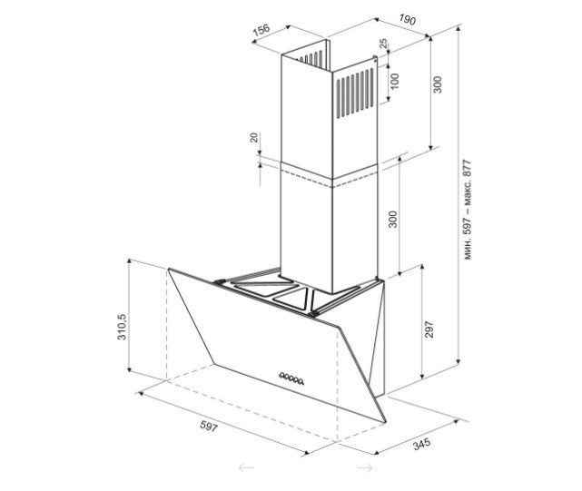 Наклонная вытяжка KRONA HELGA 600 black S
