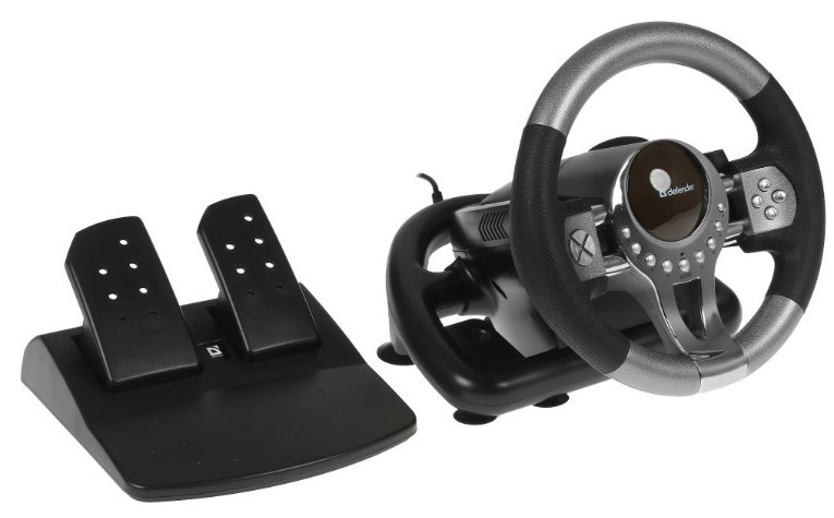 Руль Defender Forsage GTR USB, 12 кнопок, рычаг передач Руль Defender Forsage GTR USB, 12 кнопок, рычаг передач