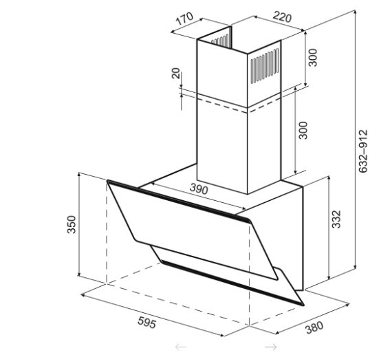 Вытяжка наклонная KRONA IRMA A 600 black PB