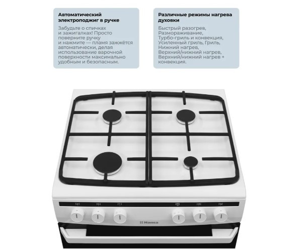 Плита газо-электрическая с крышкой Hansa FCMW680451