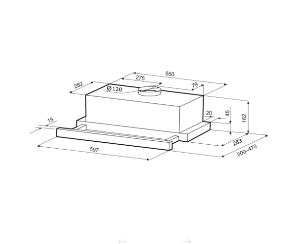 Встраиваемая вытяжка KRONA KAMILLA T 600 BLACK