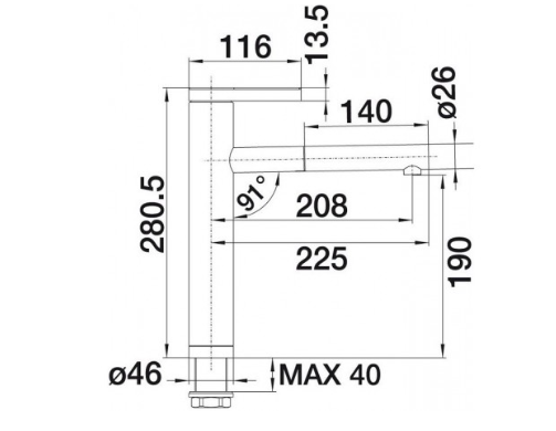 Смеситель Blanco Linee-S 517591 хром Смеситель Blanco Linee-S 517591 хром