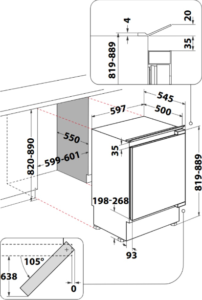 Встраиваемый холодильник Whirlpool WBUL021