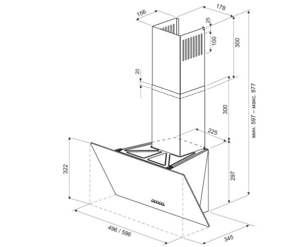 Вытяжка наклонная KRONA GABRIELE 600 white PB