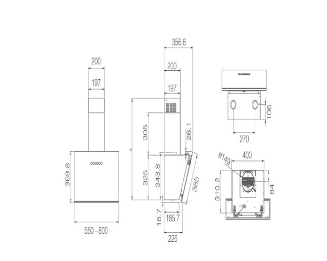 Вытяжка наклонная ELICA JUST DRY BL/A/55