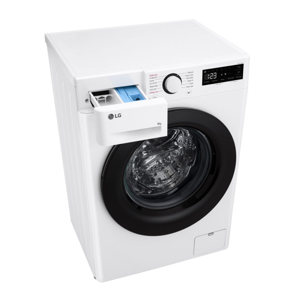 Стиральная машина LG F2WR508SBW (47.5см / 8кг / 1200об / пар / добавление белья / AI DD ™ / Steam™ / Inverter Direct Drive / A+++)