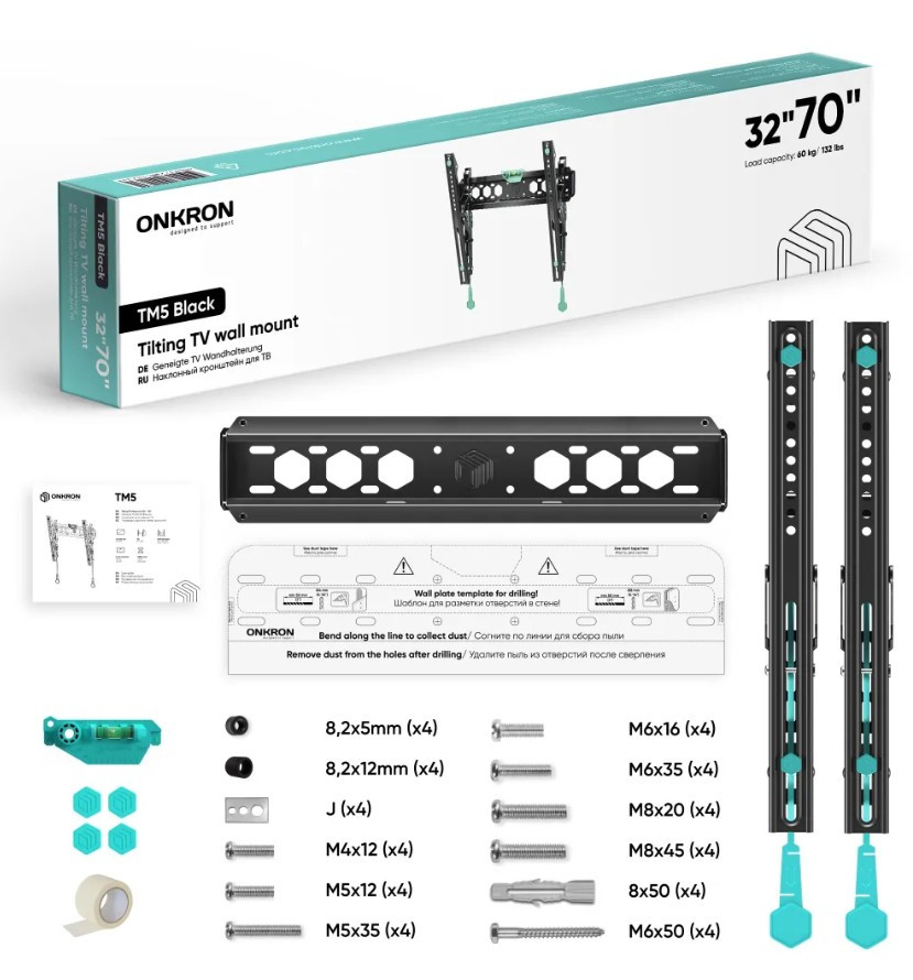Кронштейн для ТВ ONKRON TM5 чёрный, для 32"-70" Кронштейн для ТВ ONKRON TM5 чёрный, для 32"-70"