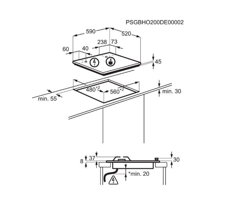 Поверхность газовая AEG HGB 64420SM