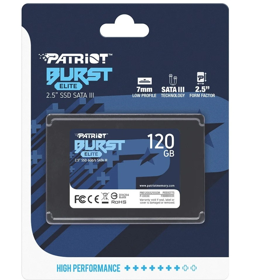 Твердотельный накопитель Patriot Memory Burst Elite 120 ГБ SATA PBE120GS25SSDR Твердотельный накопитель Patriot Memory Burst Elite 120 ГБ SATA PBE120GS25SSDR