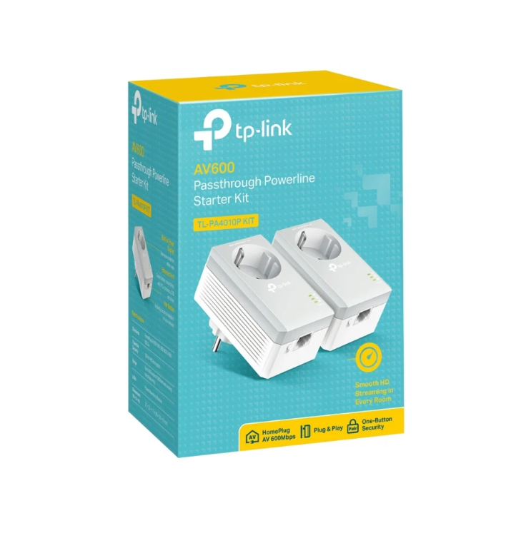 Набор сетевых адаптеров PowerLine TP-LINK TL-PA4010P Kit, AC Pass Through, Ultra Compact Size, 500Mbps Powerline Datarate, 10/100Mbps Fast Ethernet, HomePlug AV, Green Powerline, Plug and Play, Twin Pack