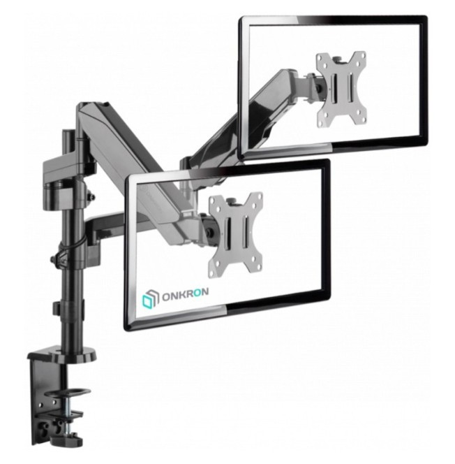 Крепление для двух мониторов ONKRON G140 чёрный, для 13"-32", наклон 55°, поворот 180°, нагрузка до 16 кг, расстояние до стола 0-534 мм Крепление для двух мониторов ONKRON G140 чёрный, для 13"-32", наклон 55°, поворот 180°, нагрузка до 16 кг, расстояние до стола 0-534 мм