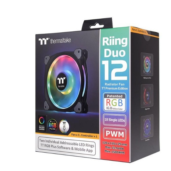 Комплект кулеров для корпуса Thermaltake Riing Duo 12 RGB Radiator Fan TT Premium Edition (3-Fan Pack) (CL-F073-PL12SW-A)