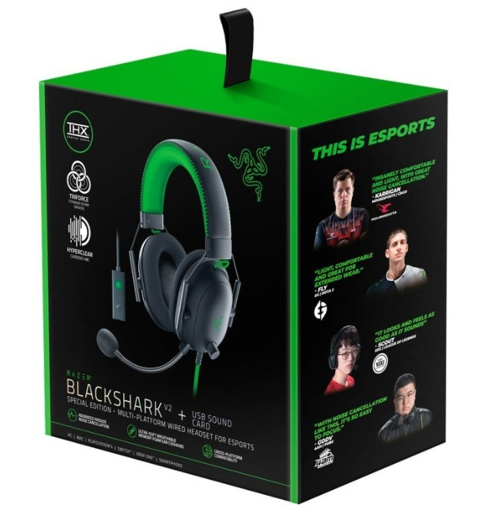 Компьютерная гарнитура RAZER BlackShark V2 Special Edition, черно-зеленый