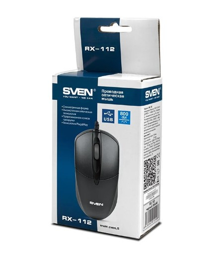 Мышь SVEN RX-112 Black USB, черный