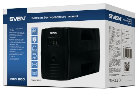 ИБП SVEN Pro 800 800VA/480Вт 2 euro sockets ИБП SVEN Pro 800 800VA/480Вт 2 euro sockets