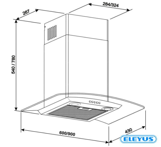 Вытяжка ELEYUS OPTIMA 1000 60 M BL LED черный Вытяжка ELEYUS OPTIMA 1000 60 M BL LED черный