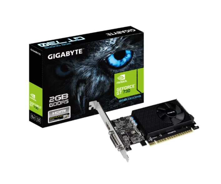 Видеокарта Gigabyte GeForce GT 730 2GB DDR5 (GV-N730D5-2GL) 902/5000MHz DVI, HDMI