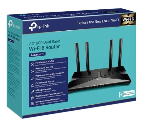 Маршрутизатор TP-LINK ARCHER AX20 AX1800 Двухдиапазонный Wi-Fi 6 роутер Маршрутизатор TP-LINK ARCHER AX20 AX1800 Двухдиапазонный Wi-Fi 6 роутер