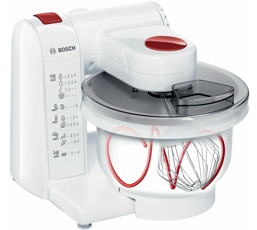 Кухонный комбайн Bosch MUMP1000, 600 Вт, белый/красный