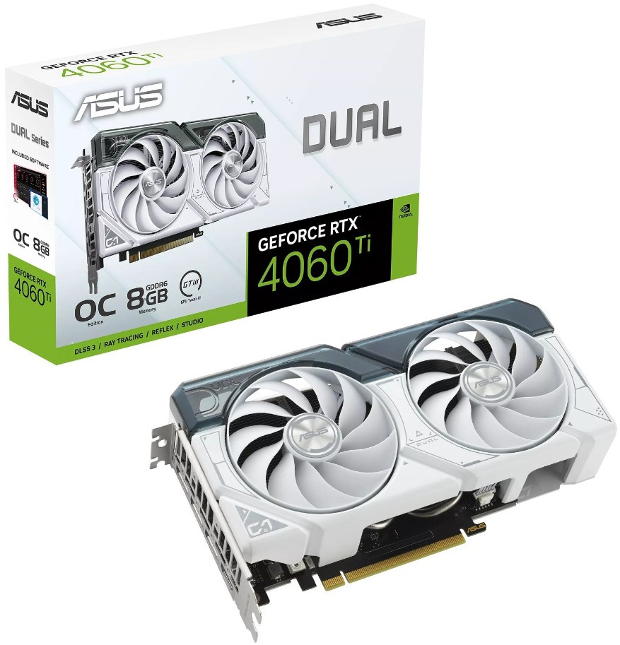 Видеокарта ASUS GeForce RTX 4060 Ti Dual White OC 8GB DLSS 3