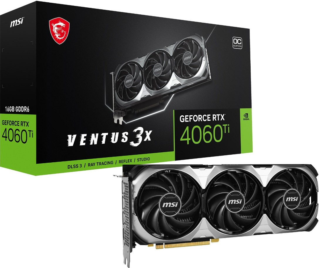 Видеокарта MSI GeForce RTX 4060 Ti Ventus 3X OC 16GB DLSS 3