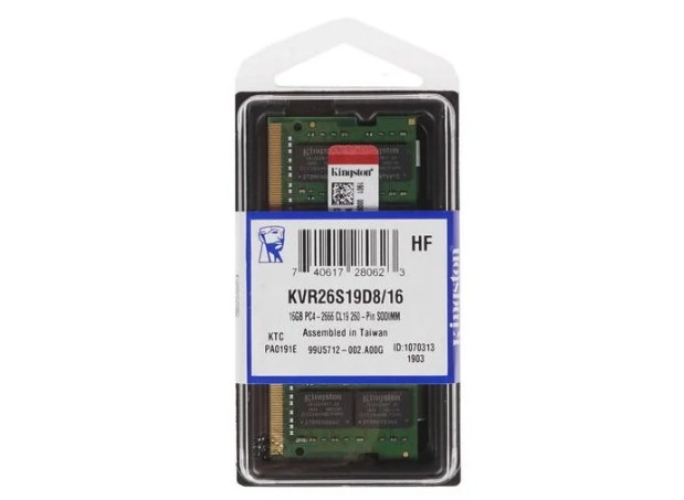 Оперативная память Kingston ValueRAM 16 ГБ DDR4 2666 МГц SODIMM CL19 KVR26S19D8/16