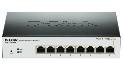 Коммутатор D-LINK DGS-1100-08P, 8 портов 10/100/1000Base-T с поддержкой PoE
