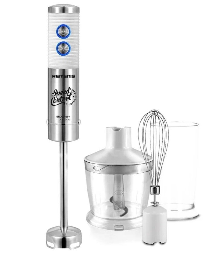 Блендер REMENIS REM-5796, серебристый, белый