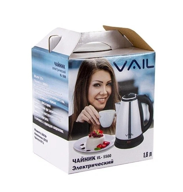 Чайник VAIL VL-5500, металл, серебристый