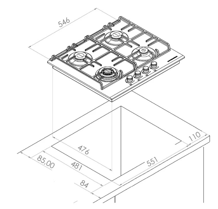 Газовая варочная панель Kuppersberg FQ62W Газовая варочная панель Kuppersberg FQ62W