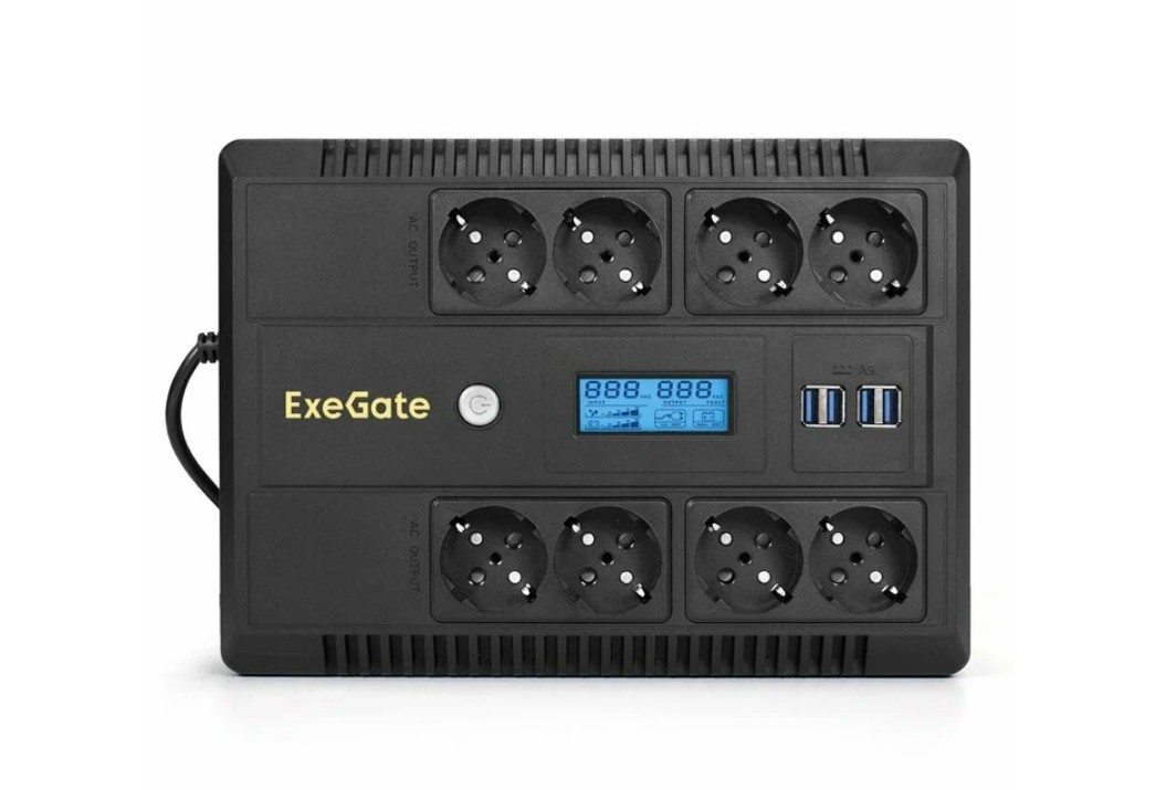ИБП ExeGate NEO Smart LHB-1000. LCD. AVR.8SH. CH. USB EX293858RUS ИБП ExeGate NEO Smart LHB-1000. LCD. AVR.8SH. CH. USB EX293858RUS