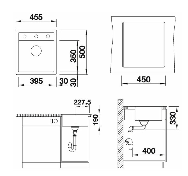 Мойка Blanco Dalago 45 Silgranit PuraDur II антрацит Мойка Blanco Dalago 45 Silgranit PuraDur II антрацит