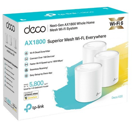 Домашняя Mesh Wi-Fi система TP-LINK Deco X20 (3-pack), AX1800