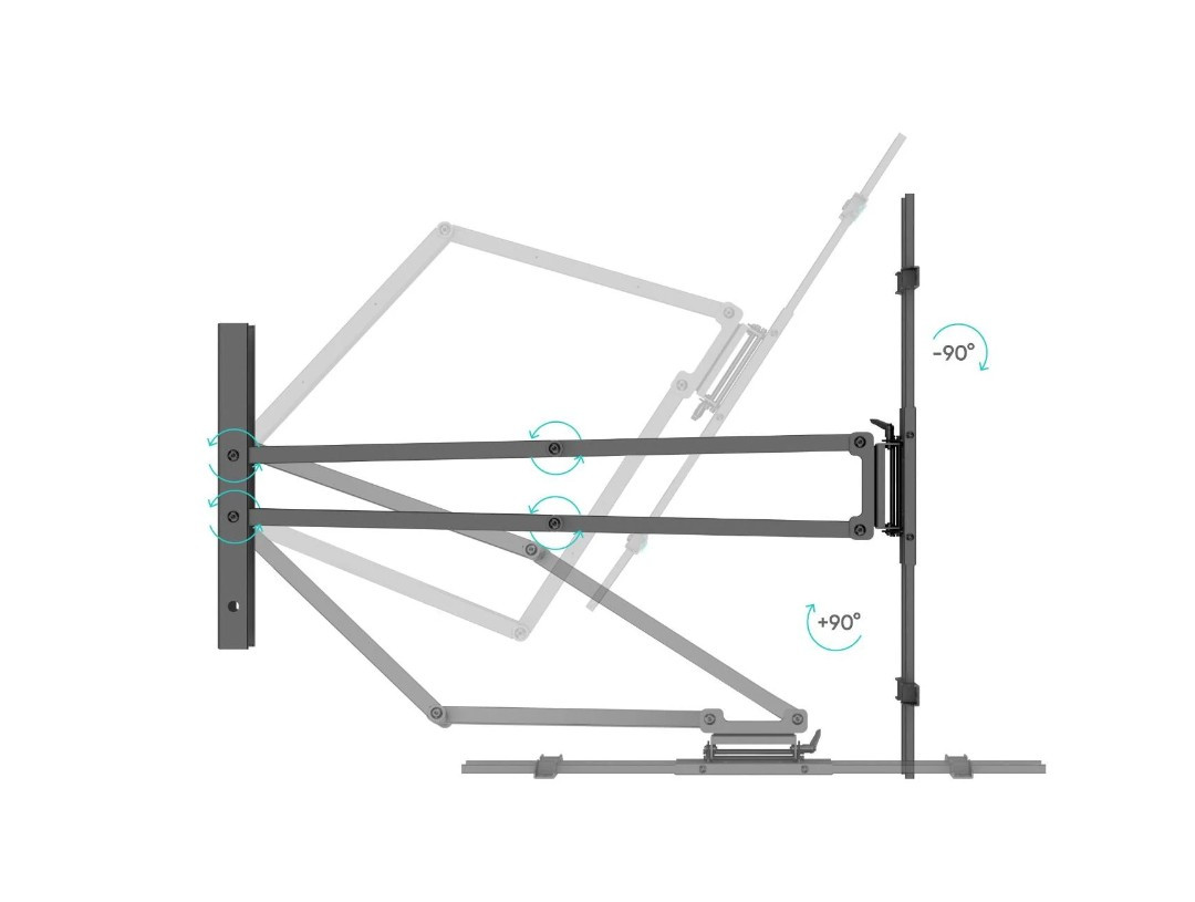 Кронштейн для ТВ ONKRON M8L чёрный, для 42"-110", наклон 15°, поворот 90°, нагрузка до 100 кг, расстояние до стены 103-1033 мм