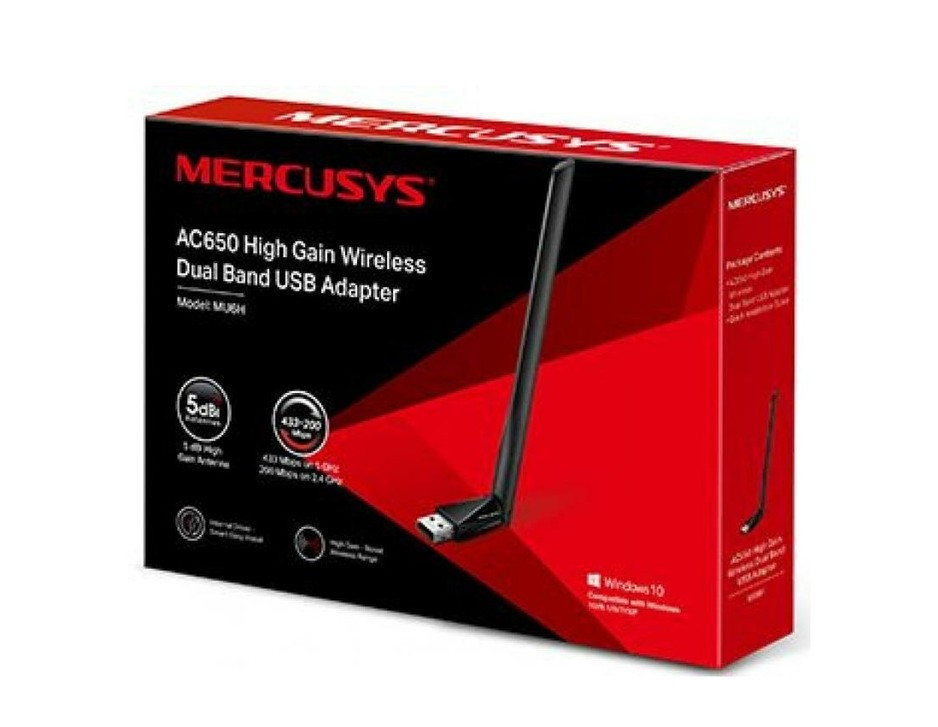 Сетевой адаптер WiFi Mercusys MU6H AC650 USB 2.0