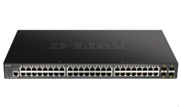Коммутатор D-LINK DGS-1250-52XMP Управляемый L2 коммутатор с 48 PoE портами 10/100/1000Base-T и 4 портами 10GBase-X SFP+ (PoE-бюджет 370 Вт)