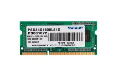 Оперативная память Patriot Memory SL 4 ГБ DDR3L 1600 МГц CL11 (PSD34G1600L81S)