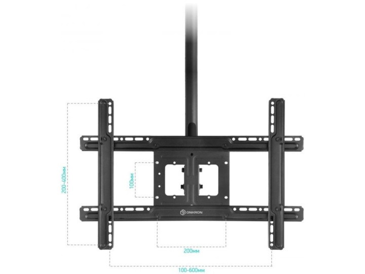 Потолочный кронштейн для ТВ ONKRON N2L чёрный, для 32"-80", наклон 15°, поворот 60°, нагрузка до 68, 2 кг, расстояние до потолка 717-3104 мм