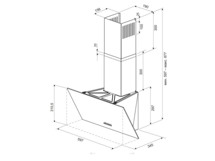 Наклонная вытяжка KRONA HELGA 600 black S