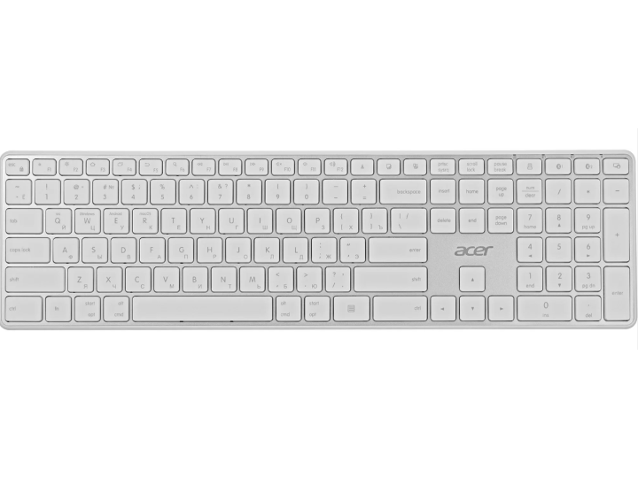 Клавиатура беспроводная Acer OKR301 белый/серебристый