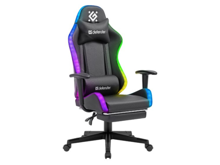 Игровое кресло Defender Watcher, RGB подсветка, черный