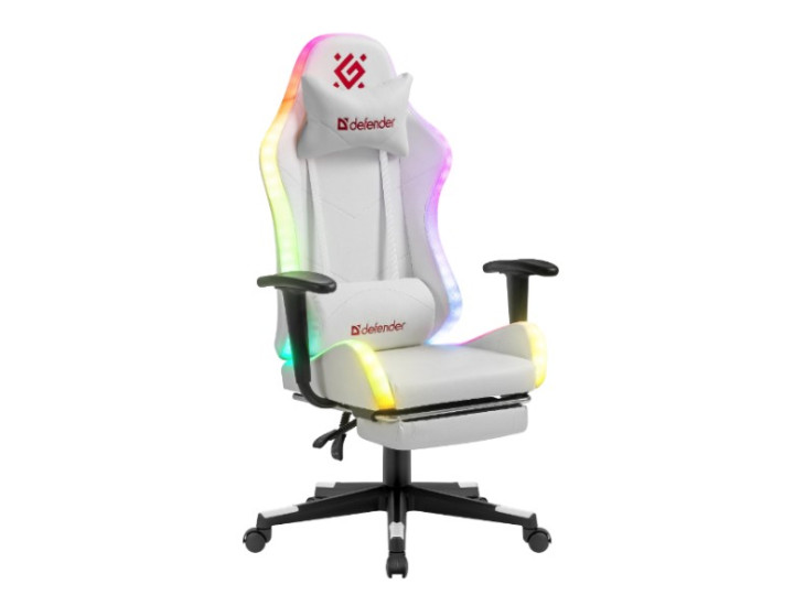 Игровое кресло Defender Watcher, RGB подсветка, белый