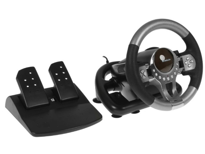 Руль Defender Forsage GTR USB, 12 кнопок, рычаг передач Руль Defender Forsage GTR USB, 12 кнопок, рычаг передач