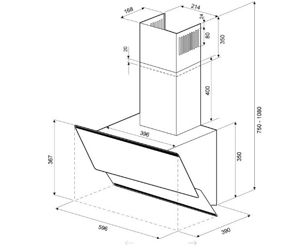 Вытяжка наклонная KRONA IRMA 600 black sensor