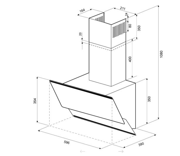 Вытяжка наклонная KRONA IRIDA 600 white sensor