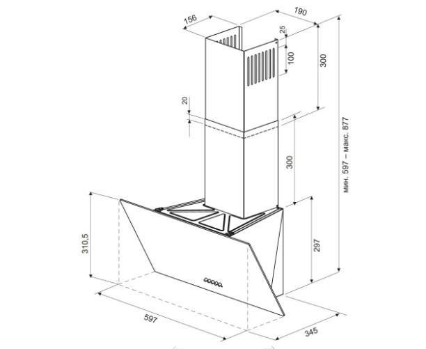 Вытяжка наклонная KRONA HELGA 600 white PB