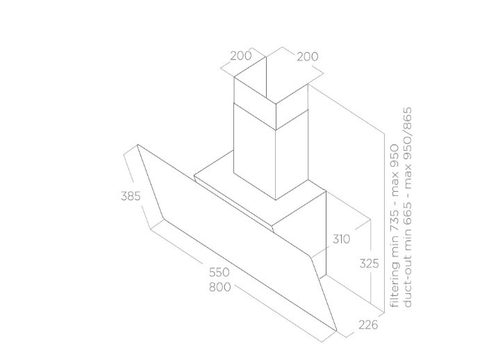 Вытяжка наклонная ELICA JUST DRY BL/A/55