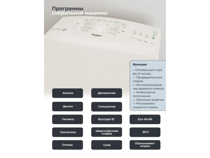 Стиральная машина вертикальная Whirlpool TDLR 6240L EU/N